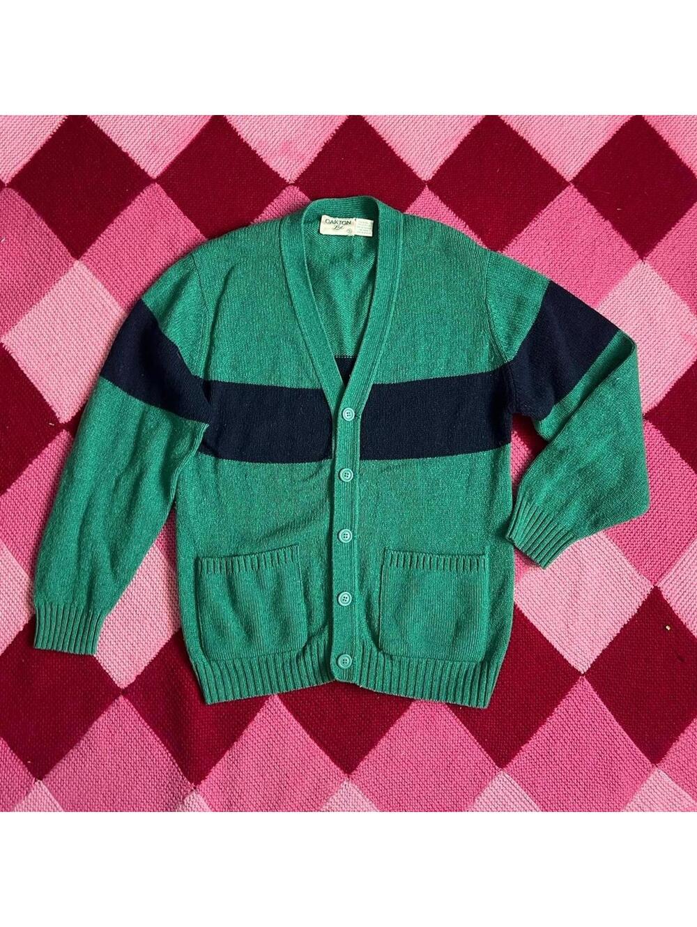 90's vintage green wool cardigan